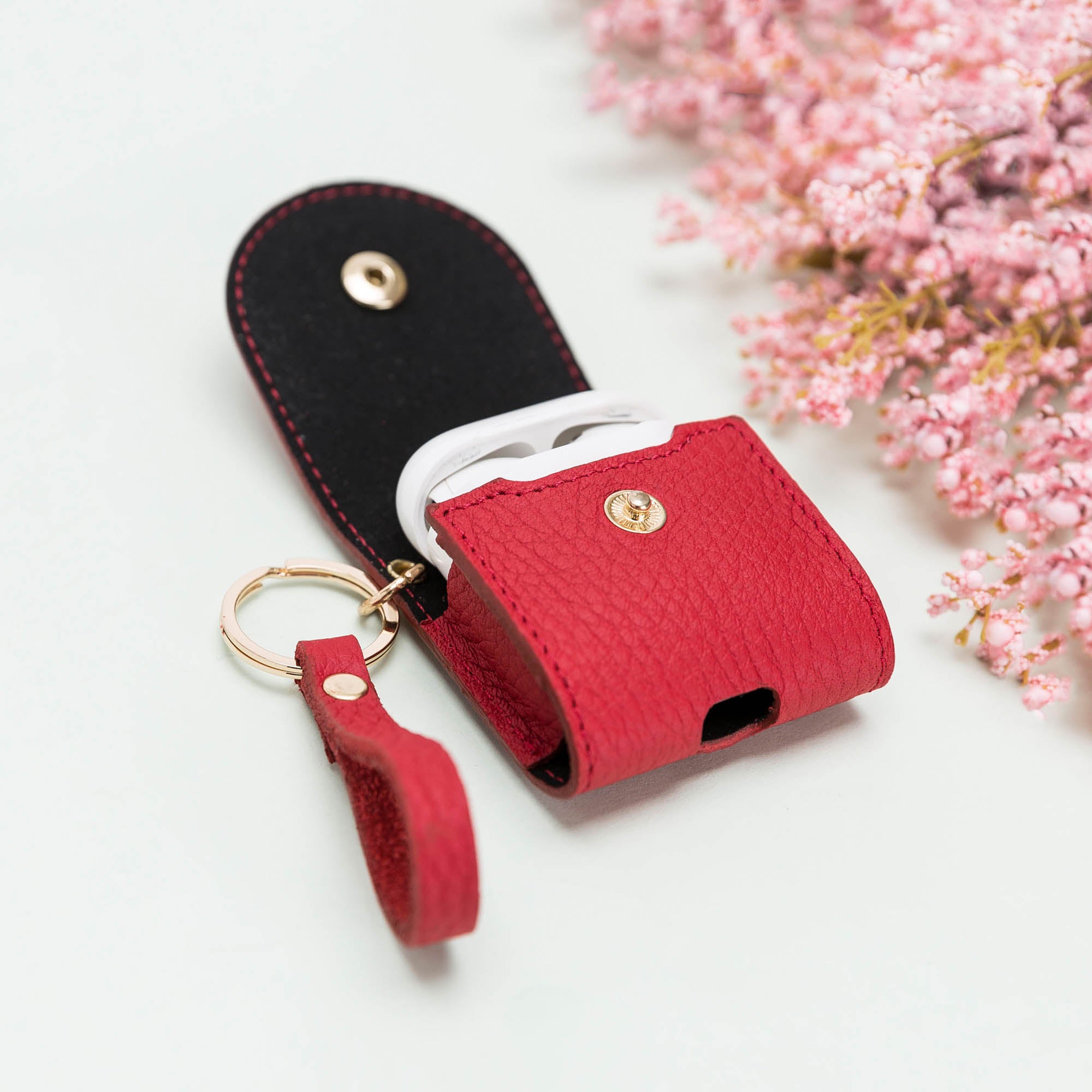 Mai Leather Case for AirPods 1 & 2 - RED - saracleather