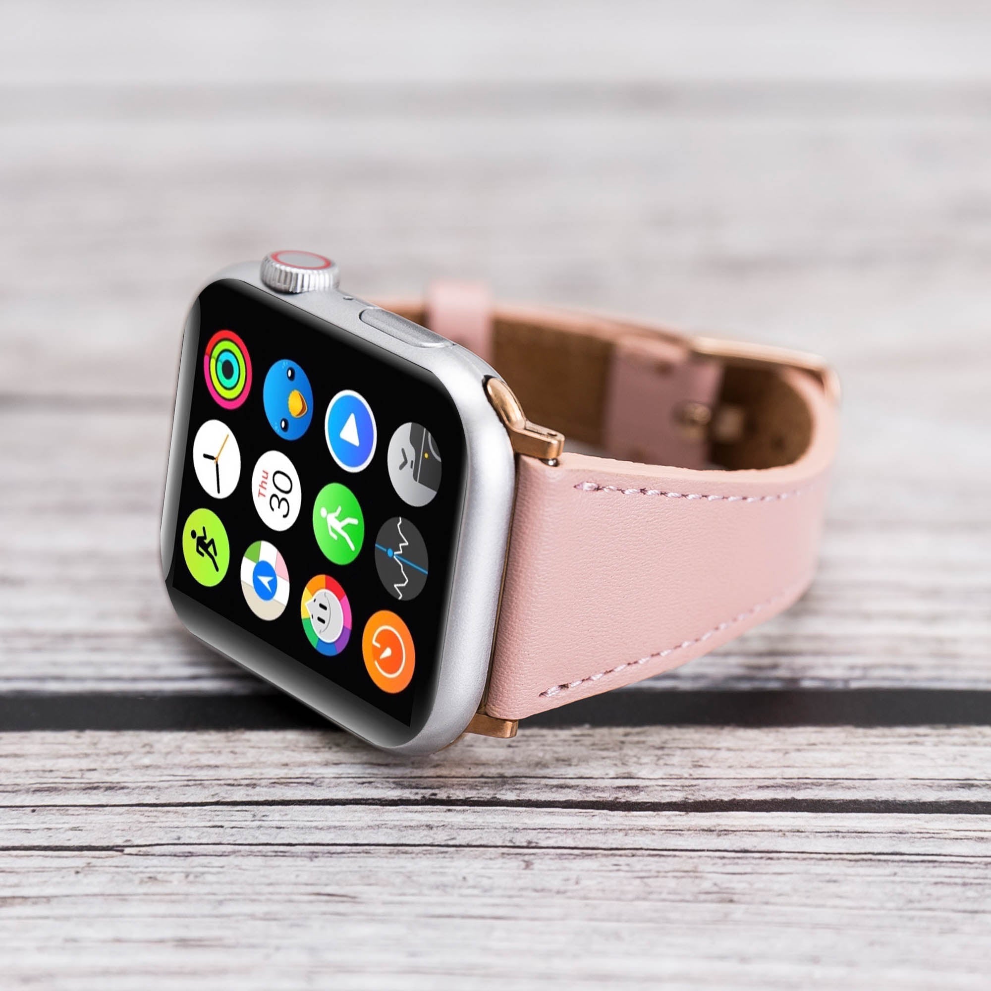 Slim Strap - Full Grain Leather Band for Apple Watch 38mm / 40mm - PINK - saracleather