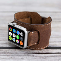 Cuff Strap: Full Grain Leather Band for Apple Watch - BROWN - saracleather