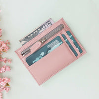 Slim Zipper Leather Wallet - PINK - saracleather