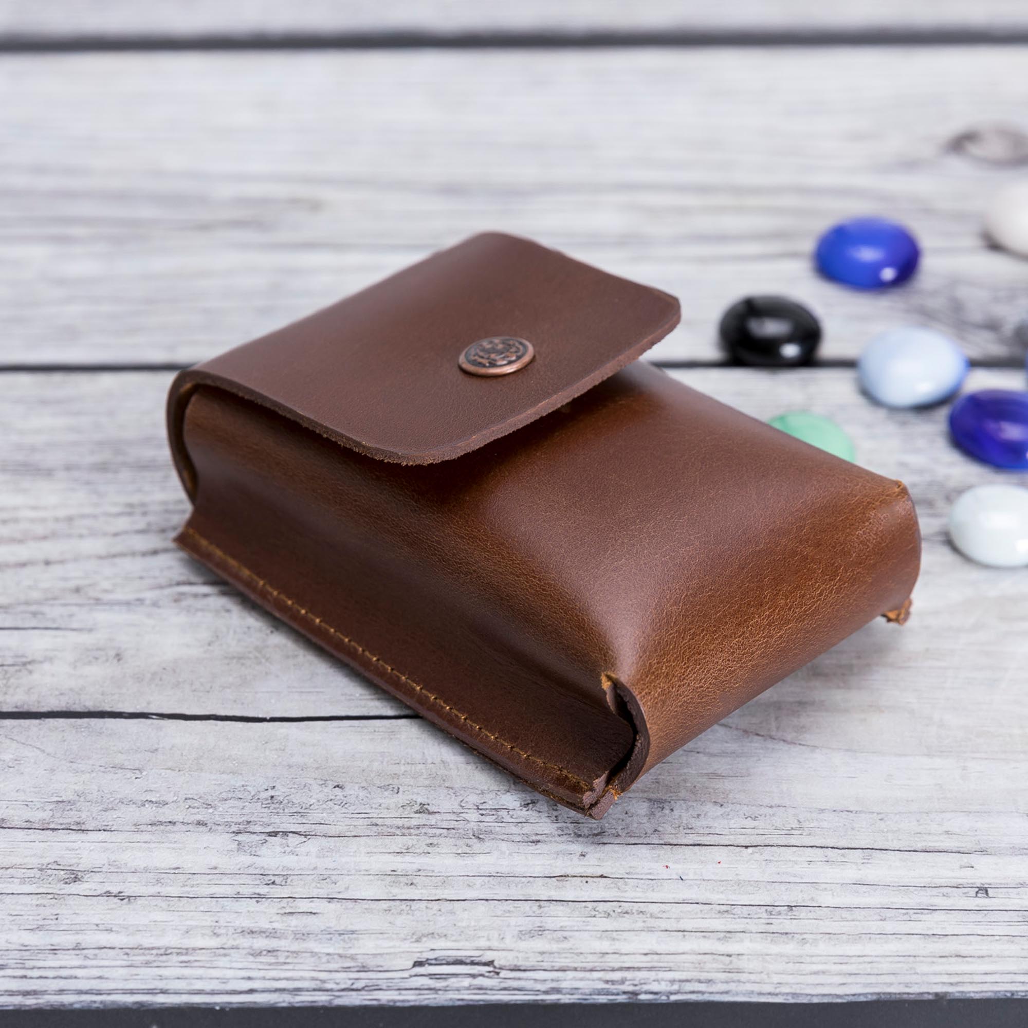 Troy Leather Case for Cigarette - BROWN - saracleather