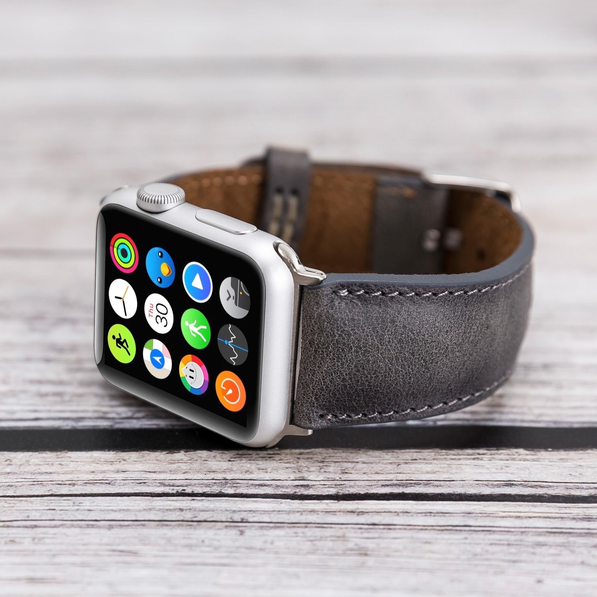Full Grain Leather Band for Apple Watch - EFFECT GRAY - saracleather