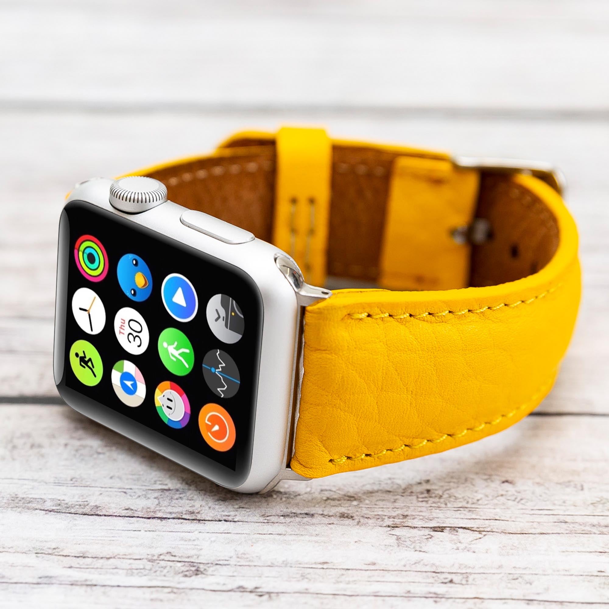 Full Grain Leather Band for Apple Watch - YELLOW - saracleather