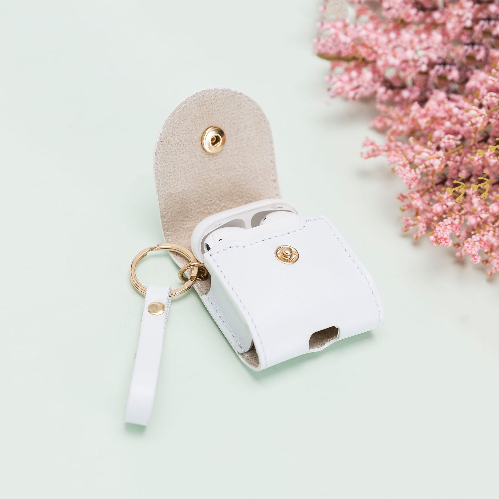 Mai Leather Case for AirPods 1 & 2 - WHITE - saracleather