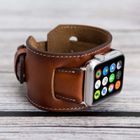 Cuff Strap: Full Grain Leather Band for Apple Watch - EFFECT BROWN - saracleather