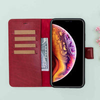 Magic Magnetic Detachable Leather Wallet Case for iPhone XS Max (6.5") - RED - saracleather