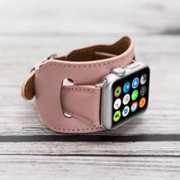Cuff Slim Strap: Full Grain Leather Band for Apple Watch 38mm / 40mm - PINK - saracleather