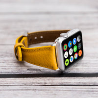 Slim Strap - Full Grain Leather Band for Apple Watch 38mm / 40mm - YELLOW - saracleather