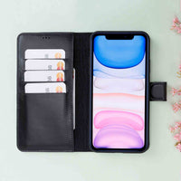 Magic Magnetic Detachable Leather Wallet Case for iPhone 11 Pro Max (6.5") - BLACK - saracleather