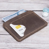 Slim Leather Business Card Holder - BROWN - saracleather