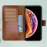 Magic Magnetic Detachable Leather Wallet Case for iPhone XS Max (6.5") - EFFECT BROWN - saracleather