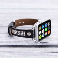 Ferro Stony Strap - Full Grain Leather Band for Apple Watch - BLACK - saracleather