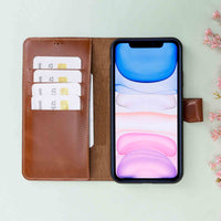 Magic Magnetic Detachable Leather Wallet Case for iPhone 11 (6.1") - EFFECT BROWN - saracleather