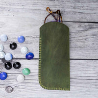 Leather Case For Glasses - GREEN - saracleather