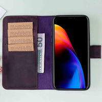 Magic Magnetic Detachable Leather Wallet Case for iPhone XS Max (6.5") - PURPLE - saracleather