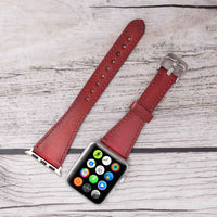 Slim Strap - Full Grain Leather Band for Apple Watch 38mm / 40mm - EFFECT RED - saracleather