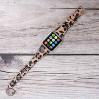 Slim Strap - Full Grain Leather Band for Apple Watch 38mm / 40mm - LEOPARD PATTERNED - saracleather
