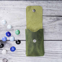 Troy Leather Case for Cigarette - GREEN - saracleather