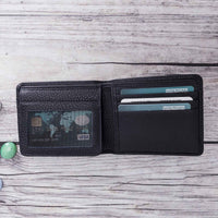 Carlos Leather Men's Bifold Wallet - NAVY BLUE - saracleather