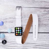 Double Tour Strap: Full Grain Leather Band for Apple Watch - WHITE - saracleather