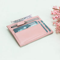 Slim Zipper Leather Wallet - PINK - saracleather