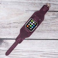 Cuff Slim Strap: Full Grain Leather Band for Apple Watch 38mm / 40mm - PURPLE - saracleather