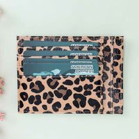Slim Zipper Leather Wallet - LEOPARD PATTERNED - saracleather
