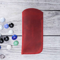 Leather Case For Glasses - RED - saracleather