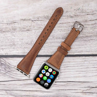 Slim Strap - Full Grain Leather Band for Apple Watch 38mm / 40mm - BROWN - saracleather