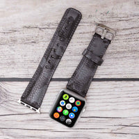 Full Grain Leather Band for Apple Watch - CAMOUFLAGE BLACK - saracleather