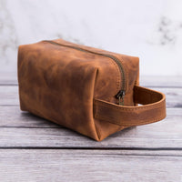 Eve Toiletry / Make Up Leather Bag (Large) - TAN - saracleather