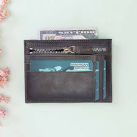 Slim Zipper Leather Wallet - EFFECT GRAY - saracleather