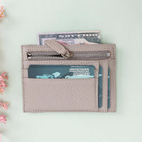 Slim Zipper Leather Wallet - GRAY - saracleather