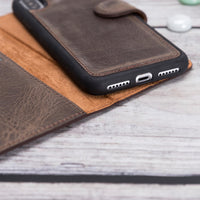 Magic Magnetic Detachable Leather Wallet Case for iPhone X / XS (5.8") - BROWN - saracleather