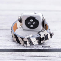 Ferro Strap - Full Grain Leather Band for Apple Watch - FURRY ZEBRA PATTERNED - saracleather