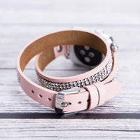 Ferro Double Tour Strap: Full Grain Leather Band for Apple Watch - PINK - saracleather