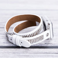 Ferro Double Tour Strap: Full Grain Leather Band for Apple Watch - WHITE - saracleather
