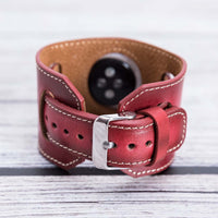 Cuff Strap: Full Grain Leather Band for Apple Watch - EFFECT RED - saracleather