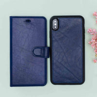 Magic Magnetic Detachable Leather Wallet Case for iPhone XS Max (6.5") - BLUE - saracleather
