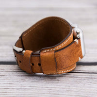 Cuff Strap: Full Grain Leather Band for Apple Watch - CAMEL - saracleather