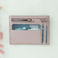 Slim Zipper Leather Wallet - GRAY - saracleather