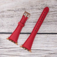 Slim Strap - Full Grain Leather Band for Apple Watch 38mm / 40mm - RED - saracleather