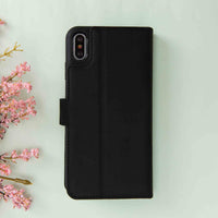 Magic Magnetic Detachable Leather Wallet Case for iPhone XS Max (6.5") - MATT BLACK - saracleather