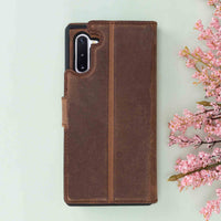 Magic Magnetic Detachable Leather Wallet Case for Samsung Galaxy Note 10 - BROWN - saracleather