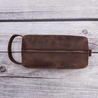 Eve Toiletry / Make Up Leather Bag (Medium) - BROWN - saracleather