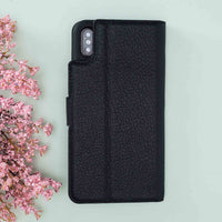 Magic Magnetic Detachable Leather Wallet Case for iPhone XS Max (6.5") - PATTERNED BLACK - saracleather