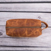 Eve Toiletry / Make Up Leather Bag (X Large) - TAN - saracleather