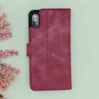 Magic Magnetic Detachable Leather Wallet Case for iPhone XS Max (6.5") - FUCHSIA - saracleather