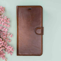 Magic Magnetic Detachable Leather Wallet Case for iPhone XS Max (6.5") - EFFECT BROWN - saracleather