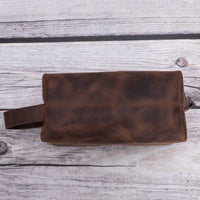 Eve Toiletry / Make Up Leather Bag (Medium) - BROWN - saracleather
